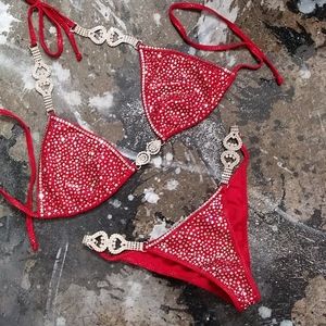 Ruby red Competition small Bikini top fits b/c